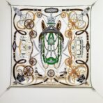 爱马仕《尊贵之轮》斜纹真丝方巾 棕色图案元素