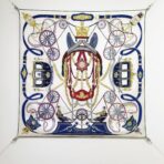 爱马仕《尊贵之轮》斜纹真丝方巾 蓝色图案元素