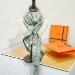 爱马仕《巴勒莫植物园》灰绿色方巾 - Image 4