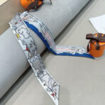 爱马仕《巴黎爱犬》束发带 蓝灰撞色