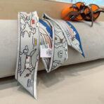 爱马仕《巴黎爱犬》束发带 蓝灰撞色 - Imagem 3