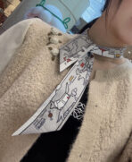 爱马仕《巴黎爱犬》束发带 蓝灰撞色 - Imagem 4