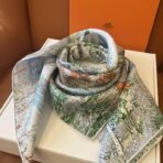 爱马仕《翱翔福宝之梦》橄榄绿色方巾 - 图片 3