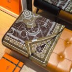 爱马仕《金质马刺》棕色斜纹真丝方巾 - 图片 2