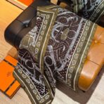 爱马仕《金质马刺》棕色斜纹真丝方巾 - 图片 3