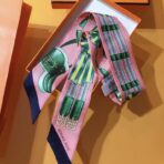 爱马仕【Jumping】Twilly小丝巾 粉绿撞色 - Imagem 3