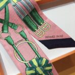 爱马仕【Jumping】Twilly小丝巾 粉绿撞色 - Imagem 2