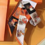 爱马仕【马车接龙】Twilly小丝巾 橙色 - Imagem 2