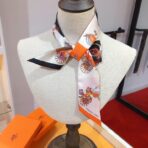 爱马仕【马车接龙】Twilly小丝巾 橙色 - Imagem 4