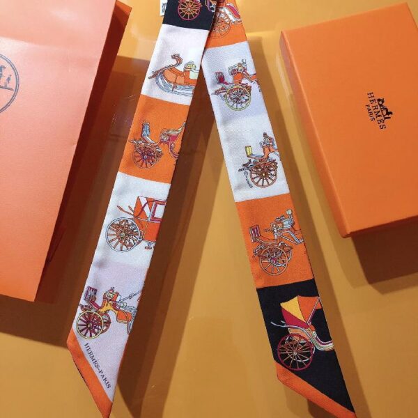 爱马仕【马车接龙】Twilly小丝巾 橙色