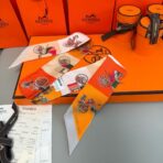 爱马仕【马车接龙】Twilly小丝巾 橙黄撞色 - 图片 2