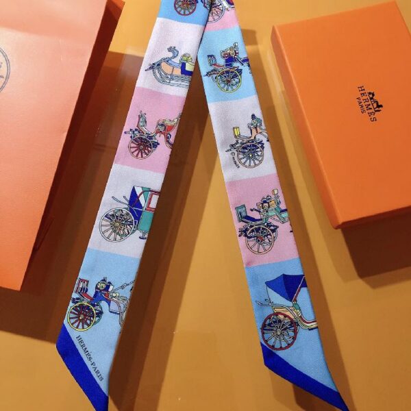 爱马仕【马车接龙】Twilly小丝巾 蓝色