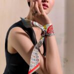 爱马仕“万花筒效应”Twilly小丝巾 灰蓝撞色 - 图片 4