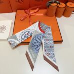 爱马仕“万花筒效应”Twilly小丝巾 蓝灰撞色 - 图片 2