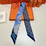 爱马仕“万花筒效应”Twilly小丝巾 蓝色