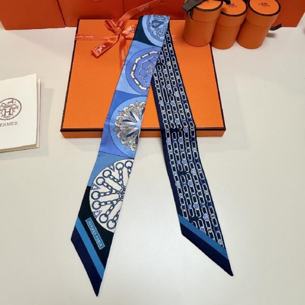 爱马仕“万花筒效应”Twilly小丝巾 蓝色