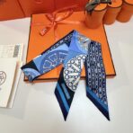 爱马仕“万花筒效应”Twilly小丝巾 蓝色 - 图片 2