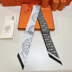 爱马仕“万花筒效应”Twilly小丝巾 黑白撞色