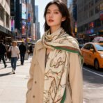 爱马仕140cm双面同色羊绒方巾 绿色边款 - Imagem 2