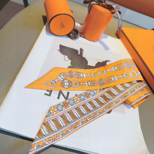 爱马仕丝巾 束发带 橙色款