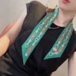 爱马仕丝巾 束发带 绿色款 - 图片 4