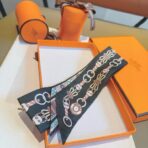 爱马仕丝巾 束发带 黑色款 - 图片 2