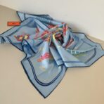爱马仕冰淇淋真丝方巾 浅蓝色款 - Imagem 3