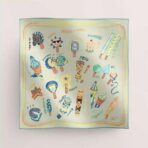 爱马仕冰淇淋真丝方巾 蓝色调