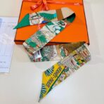 爱马仕“动物之城” Twilly小丝巾 黄绿白撞色 - 图片 2