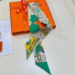 爱马仕“动物之城” Twilly小丝巾 黄绿白撞色 - 图片 3