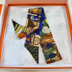 爱马仕“动物之城” Twilly小丝巾 黄蓝撞色 - 图片 4