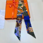 爱马仕“动物之城” Twilly小丝巾 黄蓝撞色