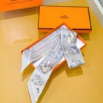 爱马仕双层双面方巾 灰色款 - 图片 2