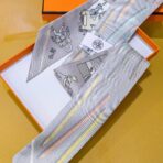 爱马仕双层双面方巾 灰色款 - 图片 4