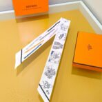 爱马仕双层双面方巾 白色款