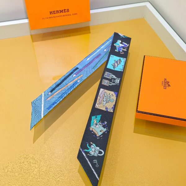 爱马仕双层双面方巾 蓝色款