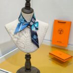 爱马仕双层双面方巾 蓝色款 - 图片 3