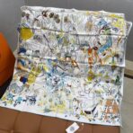 爱马仕双面丝印 斜纹真丝方巾 白色款