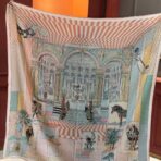 爱马仕双面同色大剧院围巾 粉橙蓝多色撞色