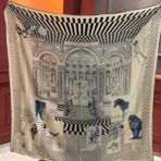 爱马仕双面同色大剧院围巾 黑灰蓝多色撞色