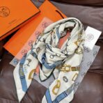 爱马仕双面同色羊绒方巾 米色款 - 图片 3