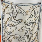 爱马仕双面同色羊绒方巾 米色款 - 图片 4