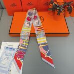 爱马仕“塔特沙马具”Twilly小丝巾 灰色