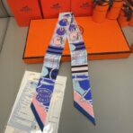 爱马仕“塔特沙马具”Twilly小丝巾 蓝色