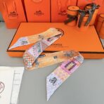 爱马仕夏天时尚单品丝巾 粉橙撞色 - 图片 3