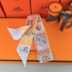 爱马仕夏天时尚单品丝巾 粉橙撞色 - 图片 4