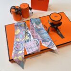 爱马仕女骑士之舞 束发带 粉绿撞色 - Imagem 3