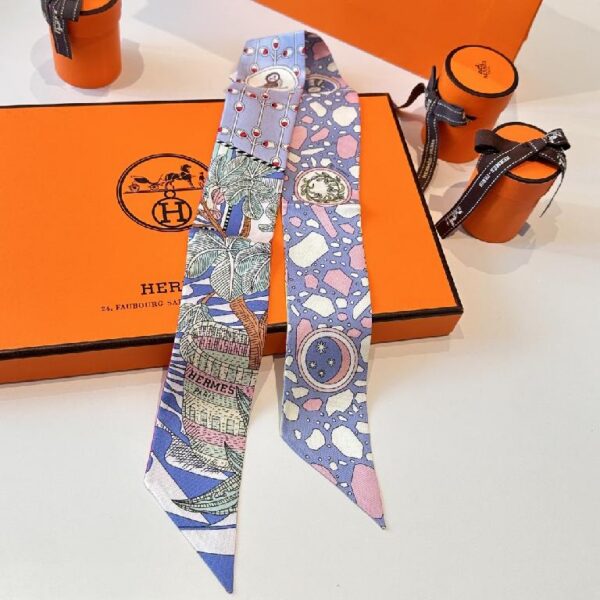 爱马仕女骑士之舞 束发带 蓝粉绿撞色