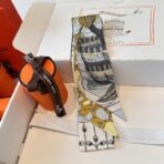 爱马仕女骑士之舞 束发带 黄灰撞色 - Imagem 3