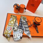 爱马仕女骑士之舞 束发带 黄灰撞色 - Imagem 4